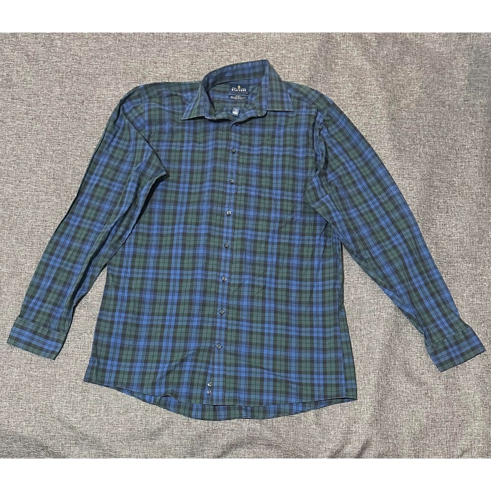 Stafford Fit Men's LXT 16-16 1/2 38-39 Plaid Long‎ Sleeve Shirt